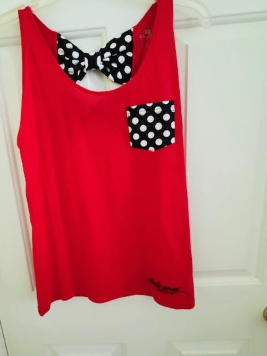 Disney Tops - NWT Disney Parks Minnie Mouse Red Tank Top Back Bows Sz S